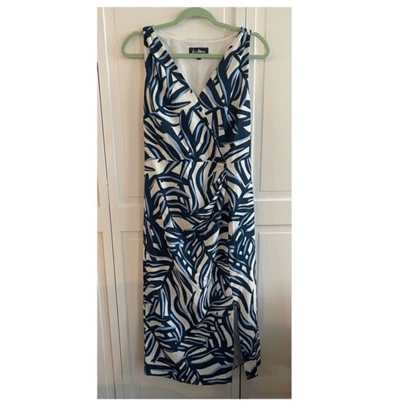 Sam Edelman Faux Wrap Maxi-Dress V-Neck Sleeveless NWT Sz 10 geometric pattern - Picture 3 of 15